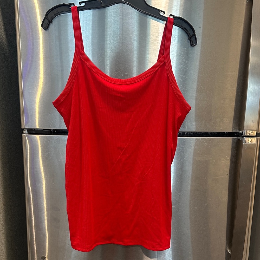 Red Women's Ribbed Tank Top